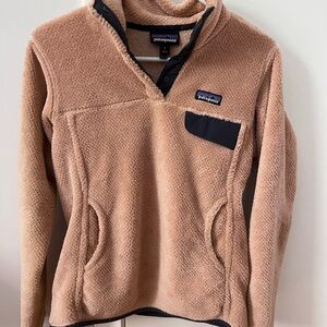 Patagonia Camel Sherpa Pullover with Black Trim